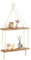 Mkono Makrame Hängendes Regal Boho Wand Dekor, 2-Tier Rustikales Holz Schwimmende Regale, Anzeige Fotos Pflanzen Speicher Regal für Wohnzimmer Kinderzimmer Bad Schlafzimmer