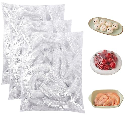 Pizsieat 300 Stück Frischhaltebeutel Abdeckhauben für Lebensmittel,Wiederverwendbare Frischhaltefolie mit Gummizug für Die Aufbewahrung von Lebensmitteln/Gemüse Frischeschutz