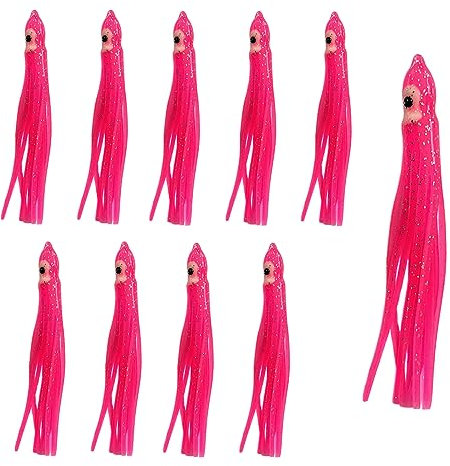 Luminous Octopus Schleppen Köder, 9cm x 10 STK Weiche Gummi Tintenfisch, Salzwasser Süßwasser Gummiköder für Barsch Wels Forelle, Multicolored