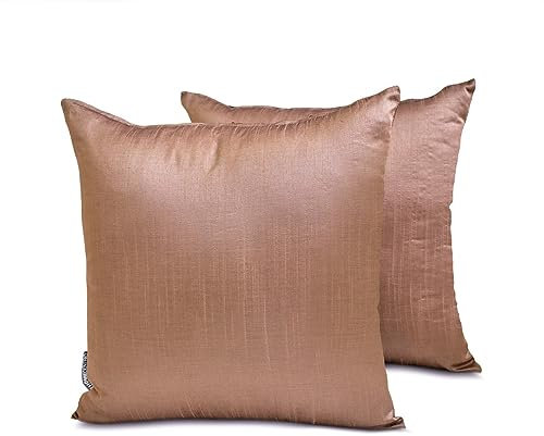 The HomeCentric Luxus Kupfer Kissen Überzüge, 2 Stück, 60 x 60 cm Kunstseide Kissen Schlicht und solide, Kissenhülle mit Solide Kissen, Modern Kissen Überzüge - Copper Luxury