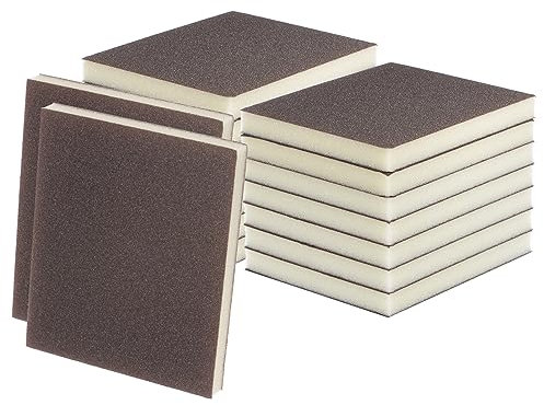 sourcing map 16 blocchi di spugna abrasiva fine, grana 320-400, per lucidare cucina, metallo, legno, cartongesso, 120 x 100 x 12 mm, marrone