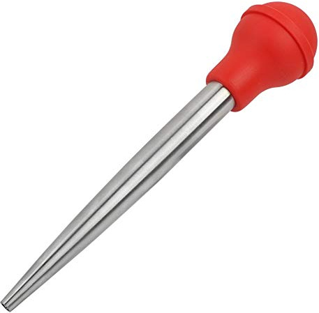 Pompe à Viande, 27cm Seringue à Viande Dinde en Acier Inoxydable, Pompe à Condiments, Injecteur D'assaisonnement de Marinade, Pompe à Badigeonner de Saveur de Cuisine avec Aiguille et Brosse Nettoyage