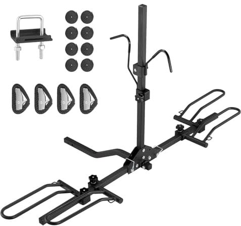 VEVOR Porte-Vélos pour 2 Vélos Porte-Bagages sur Attelage Capacité de Charge Maximale de 36 kg Compatible avec Receveurs de 30/51 mm pour Voitures SUV Camping-car Caravane Camion Voyage Déplacement