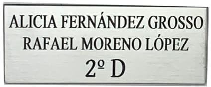 Placa para buzón Personalizada. Chapa para buzón grabada. Chapa plástico inalterable Personalizada con Nombres y Piso. Indica tu Texto y selecciona Medida (Blanco)