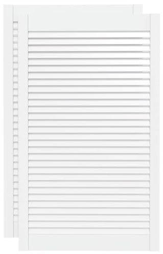 vidaXL 2X Madera Maciza Pino Puertas Persiana con Celosía Rejilla Armario Tablillas Guardarropa Separador Decoración Blanco 99,3x59,4cm