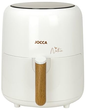 JOCCA - Friteuse à air chaud 3,8L Ligne Nature Blanc | Friteuse sans huile | Friteuse à air 3,8 litres | Minuterie| Température réglable | Cuisine saine | 1450W| Écran tactile LED | Économie d'énergie