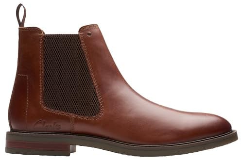 Clarks Jaxen Facile, Stivali Chelsea Uomo, Pelle Marrone Chiaro, 43 EU