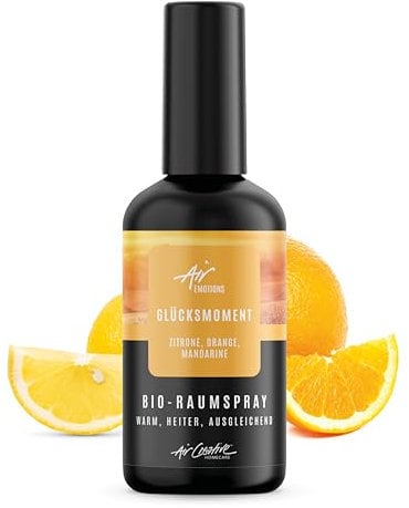 Air Creative® - Raumspray Glücksmoment - Orange, Mandarine & Zitrone - belebende Zitrusdüfte in BIO Qualität - 100 ml Raumduft