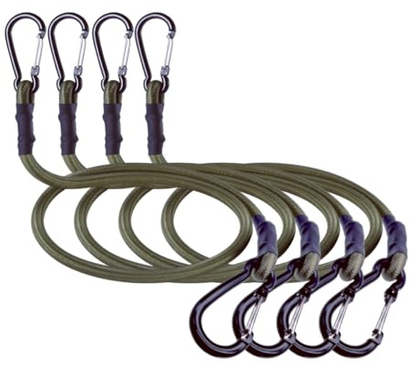 CanKing Lot de 4 tendeurs élastiques avec mousqueton, vert camouflage, 50,8 cm