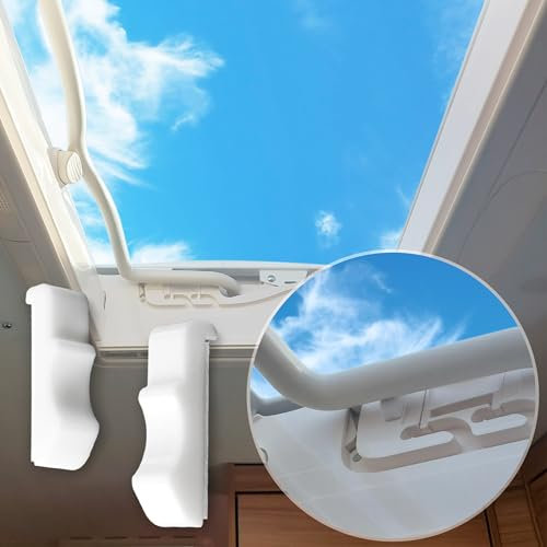 MaJoCompTec® Camperpart Lot de 2 protections supplémentaires pour fenêtre de toit Dometic - Verrouillage des lucarnes de toit de camping-car - Sécurité de fenêtre de caravane - Accessoires de fenêtre