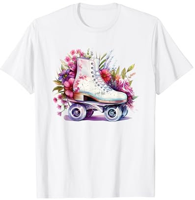 Aesthetic Vaporwave Süße Rollschuh-Blumen für Teenager und Mädchen T-Shirt