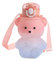 Merrwon Niedliche Teddybär-Wasserflasche, Kawaii-Bär-förmige Wasserflasche mit Strohhalm und Aufklebern, auslaufsichere Trinkflasche mit Schultergurt, für Mädchen, Schule, 800 ml