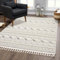 carpet city Teppich Boho Wohnzimmer - Creme - 200x290 cm - Geo-Muster - Relief-Optik, 3D-Effekt - Cut-&Loop, Sisal - Moderne Fransen-Teppiche Schlafzimmer