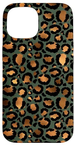iPhone 15 Elegant Green Leopard Print and Earthy Cheetah Print Pattern Case