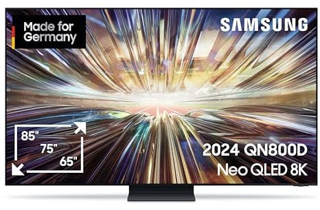 Samsung Neo QLED 8K QN800D Fernseher 85 Zoll, Neo Quantum HDR 8K+, Neural Quantum AI Gen2 Prozessor, AI Upscaling, Smart TV, KI TV, GQ85QN800DTXZG, Deutsches Modell