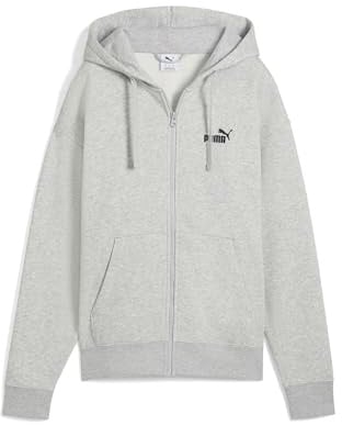 PUMA Mädchen ESS Small No. 1 Logo Comfort Full-Zip Hoodie FL Hooded Sweatshirt, Light Gray Heather,