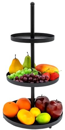 Expositor de metal negro con 3 estantes, 56 x 30 cm, bandeja decorativa con 3 niveles, soporte para tartas, soporte para platos, soporte para aperitivos, frutas, pasteles y postres