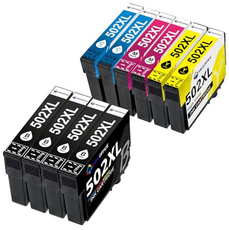 MEGOFFICE 502XL Tintenpatronen Kompatibel für Epson 502 XL Druckerpatrone für Expression Home XP-5100 XP-5105 XP-5150 Workforce WF-2860DWF WF-2865DWF WF-2880DWF Drucker(10 Pack)