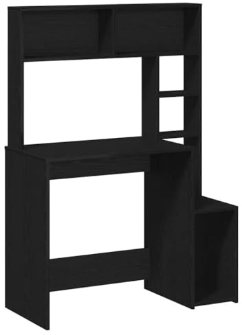 vidaXL Desk with Shelves Black 100x45x140 cm Engineered Wood