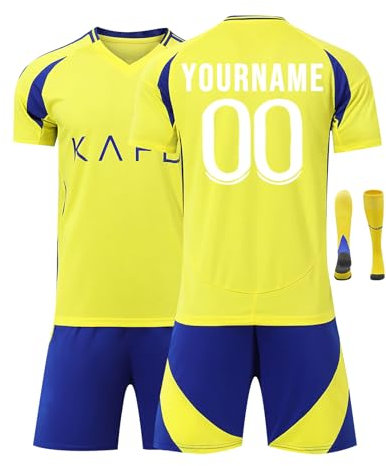 Générique Maillot de Foot Personnalisé avec Nom et Numéro Ensemble de Foot Enfant, Maillot de Football Homme, Maillot de Foot Personnalisé pour Enfant et Adulte Haut Shorts Chaussettes Football 01