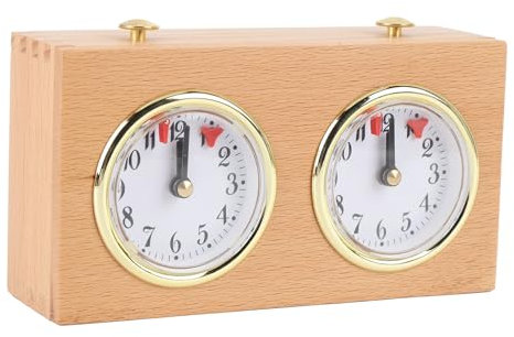 Schachuhr-Timer, Retro-Analog-Schachuhr aus Holz mit Uhrwerk-Antriebsdesign, Hohe Genauigkeit, Stabile Struktur, Wettkampf-Timing-Tools, Keine Batterie Erforderlich