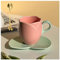 Taza De Tulipan, taza de café de cerámica con platillo, diseño retro de flores de tulipán con asa para té, café, leche (rosa, alto)