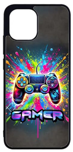 FunKaz Coque pour Xiaomi Redmi A1 et A2 - - Gamer Manette de Jeu Fond Multicolore - Coque Noire TPU