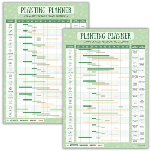 UK Gemüsepflanzkalender – doppelseitiger Gartenplaner für britische Züchter – wasserdicht, wetterfest, UV-beständig – 30 beliebte Gemüsesorten – Anleitung für Aussaat, Pflanzen und Ernte | A4