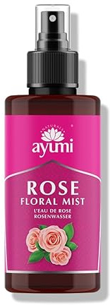 Ayumi Organic Rose Water Spray Bottle | 100% Alcohol Free Makeup Remover Cleanser | Hydrating Face Mist for Dry Skin | Face Spray to Fade Dark Spots | Rosa Damascena for Damaged Skincare | 100 ml