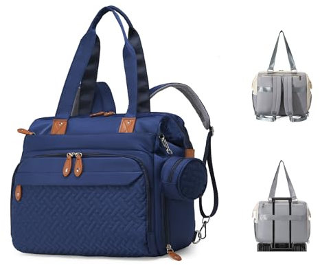 Fexkean Baby Wickeltasche Rucksack Handtasche mit wasserdicher Wickelunterlage,Verstellbare Schultergurt multifunktionale Umhängetasche Reisetasche für Unterwegs(3039-Blue)