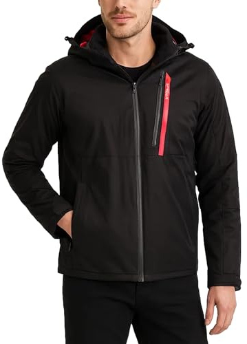 Spyder Herren-Schneejacke – warme isolierte Winterjacken für Herren – gemütliche Herren-Skijacke mit abnehmbarer Kapuze, Größe S-XL, Schwarzer Rabe, L