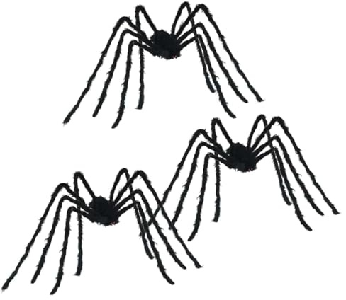 vidaXL Halloween Spider Decoration 3 pcs Black 200 cm, Halloween Decor, Spooky Living Room Arrangements, Gothic Party Essentials, Portable Spider Displays, Seasonal Garden Accents