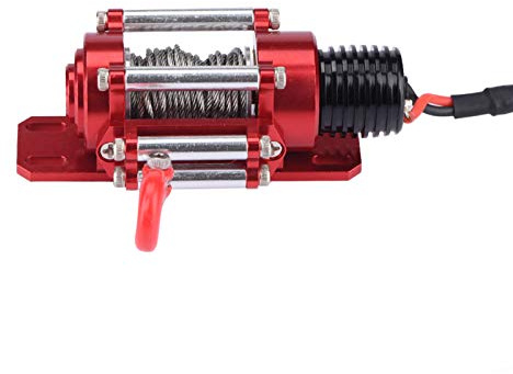 Tnfeeon RC Metal Winch, Mini Electric Winch for 1:10 RC Crawler Cars, Durable Nylon Wire, Compact Design for SCX10, D90, D110, Lightweight 6.2x3.5x2.2 Cm, 66g
