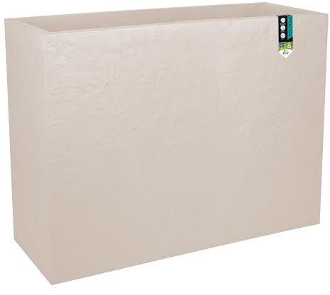 EDA - Muret Loft XL Volcania 63 L - Décor Imitation Pierre - Utilisable à l'Intérieur & l'Extérieur - Zone de Rétention d'eau pour Limiter l'Arrosage - 99 x 29 x 78 cm - Beige Calcaire