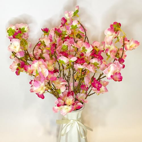 Jadeunm 8PCS Künstliche Kirschblütenzweige Deko 42cm, Kunstblumen Frühling Kirschblüten Zweige Kurzstielig Kunstblumen Wie Echt Osterstrauch Zweige Frühlingsdeko
