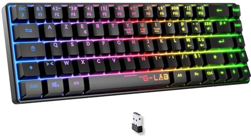 The G-Lab Keyz Hydrogen WL Nero - Tastiera Gamer Wireless 60% AZERTY FR - Tripla modalità 2,4GHz Bluetooth cablata - Tastiera Gaming Silenziosa RGB - PC,PS4,PS5