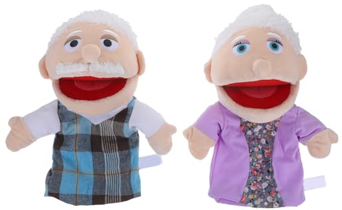 TOVINANNA 2pcs Handpuppen Für Erwachsene Und Kinder, Realistische Oma Und Opa Figuren Handspielzeug, Pädagogikspielzeug Für Interaktive Geschichten, Bühnenperformance Und Familienspiel