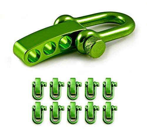 Ganzoo Schäkel aus Edel-Stahl, gerade, mit verstellbarem Dreh-Verschluss, 10er Set, DIY Arm-Band, nichtrostend, Ideal mit Paracord 550, Farbe: grün