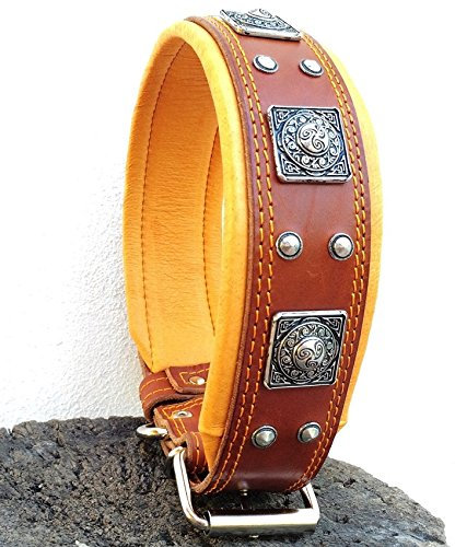 Bestia™ Eros Echtleder Hundehalsband für große Hunde. 100% Leder. Weich gepolstert. 6,3 cm breit. Einzigartiges Design und Qualität. Cane Corso, Rottweiler, Dogo. Handgefertigt in der EU!