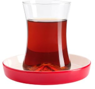 Té Cristal y bajo plato rojo 130 ml – Juego de 6