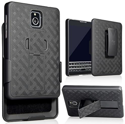 Nakedcellphone Schutzhülle mit Clip für BlackBerry Passport, Schwarz Kickstand Cover + Gürtelholster Combo für BlackBerry Passport (nur für AT&T Version, SQW100-3)