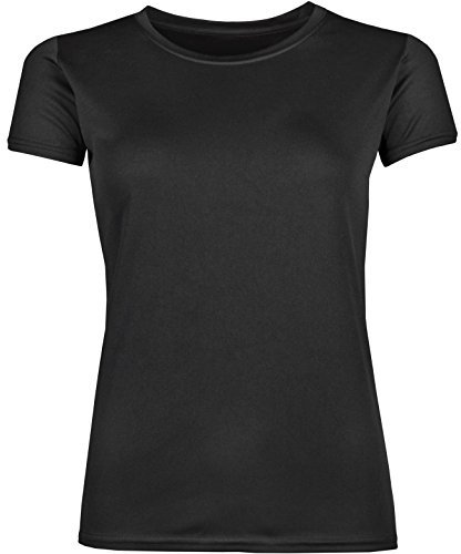 Ladies Breathable Performance Sports T Shirt (M, Jet Black)