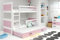 Interbeds Etagenbett Hochbett RICO 3 (für DREI Kinder) 80x190cm, Frabe: weiβ + 2. Farbe zu wählen; Kinderbett mit Lattenroste + Matratzen (rosa)