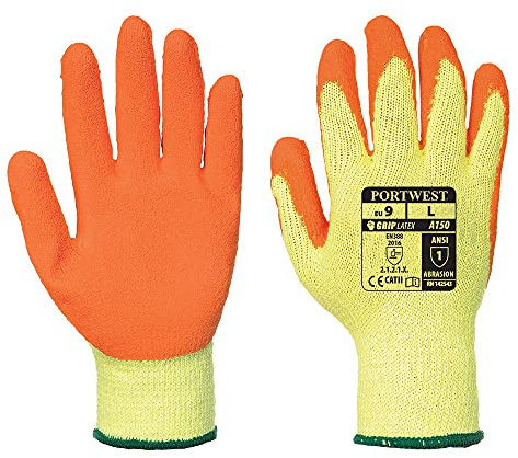 Portwest Klassischer Grip Handschuh Latex, Größe: S, Farbe: Orange, A150ORRS