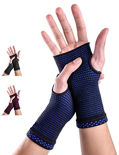 ABYON Handgelenkbandage Kompressive Handgelenk Bandagen 2 Stück für Links und Rechtshänder Arthritis, Sehnenentzündung, Verstauchung, Sportschutz für Männer Frauen (Blau, L)