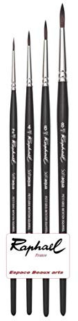 Pinceau Raphael SOFTAQUA.SÉRIE 845 Vegans. N°2 .4. 6. 8. Set 4PCS (Raphael France)