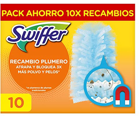 Swiffer Plumero Atrapa Y Retiene El Polvo 10 Recambios, Atrapa Y Retiene Hasta 3 Veces Más El Polvo Y El Pelo Que Un Plumero De Plumas Convencional