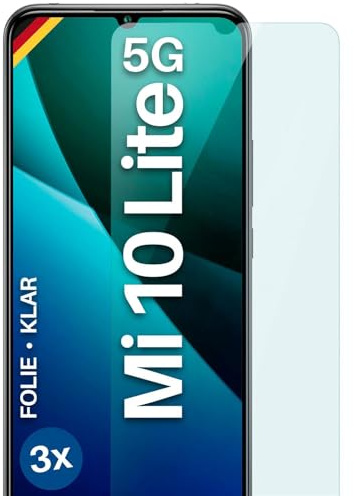 moex FlexProtect Schutzfolie für Xiaomi Mi 10 Lite 5G Displayschutz Folie Ultra-klar HD 0,2 mm kompatibel mit jeder Hülle, Anbringen ohne Blasen, Handyfolie Extra Kratzfest, 3 Stück
