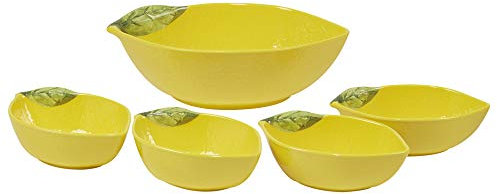 Lemon Zest Melamine All Purpose Bowls Set of 6 – 7.5 Citrus-Inspired Unbreakable Lightweight Dinnerware for Salad, Cereal, Snacks, Pasta, Summer Outdoor Dining & Everyday Use