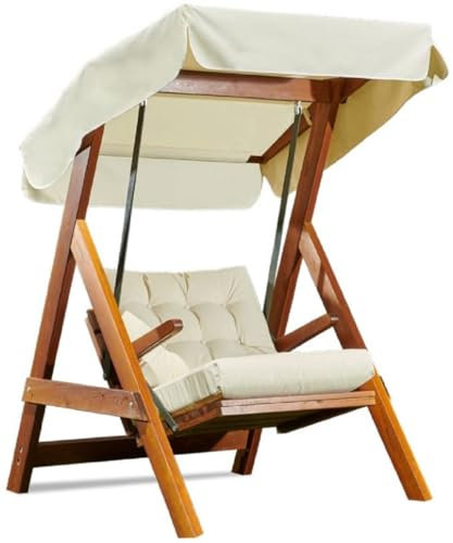 Casa Padrino Luxus Hollywood Schaukel Cremefarben/Braun - Moderne Wetterfeste Garten Schaukel mit Sonnendach - Terrassen Möbel - Garten Möbel - Luxus Kollektion